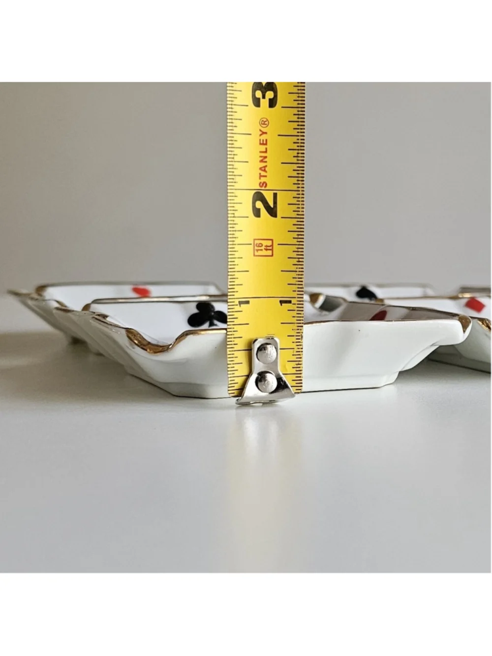 Vintage Mid-Century Playing Card Suit Porcelain Ashtrays – Collectible Set of 4